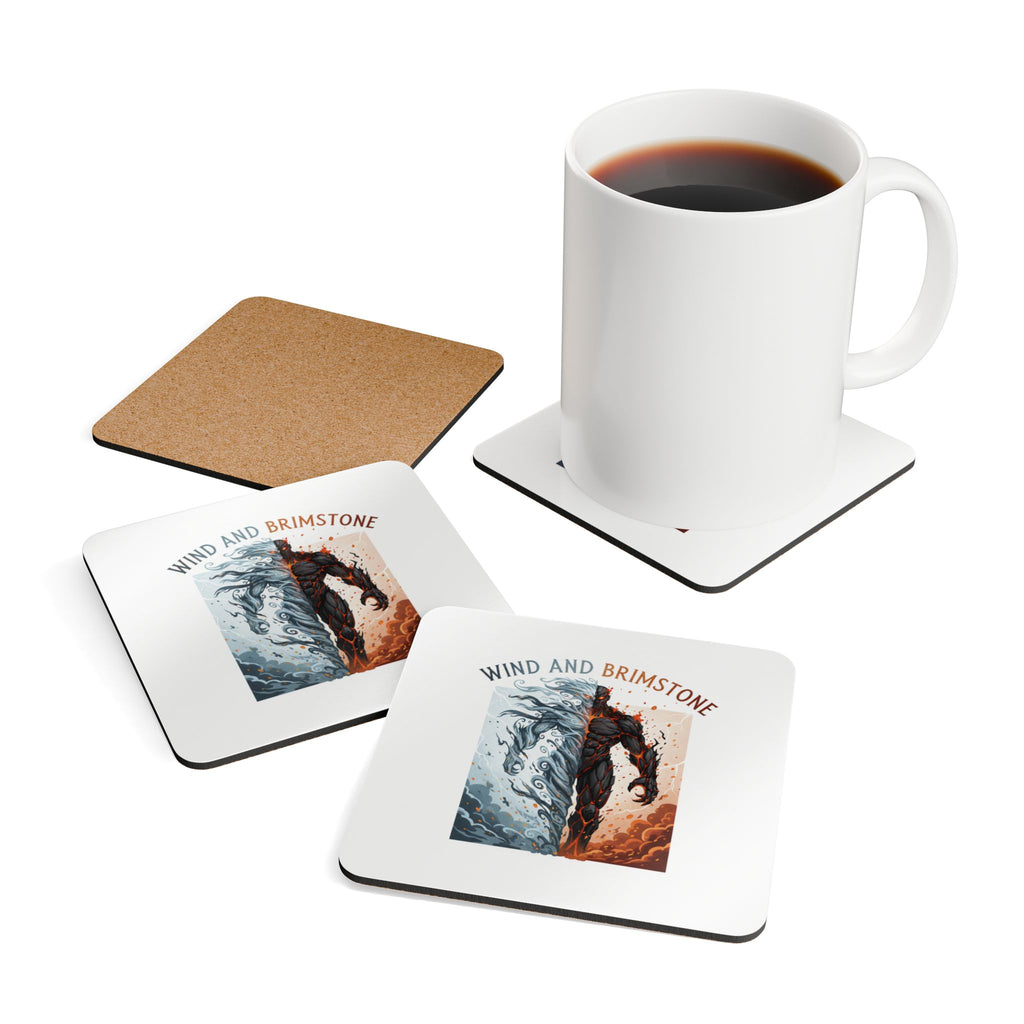 Wind and Brimstone Cork Coaster Set — Elemental Fire & Air Drink Coasters