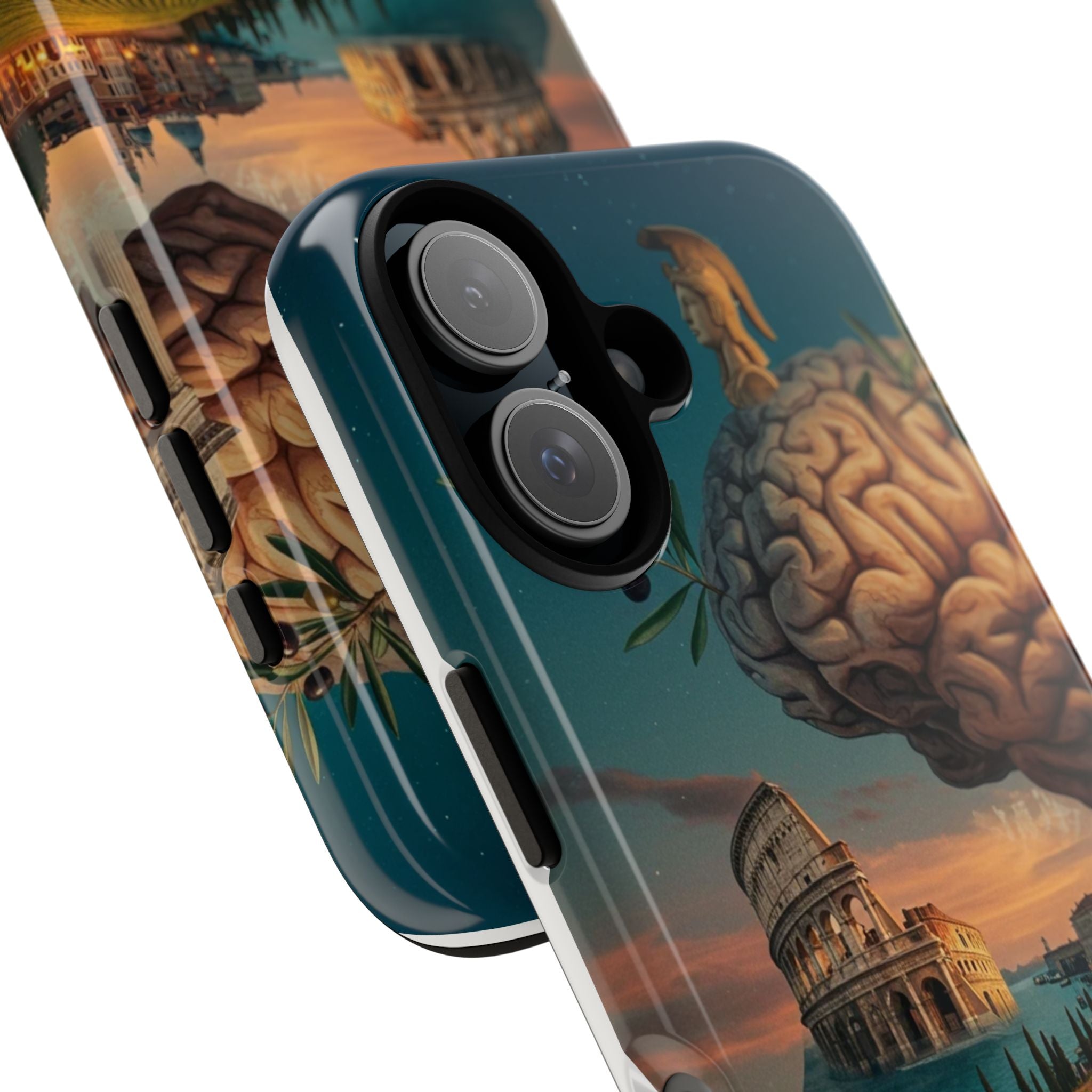 Surreal Brainscape Phone Case — Floating Mind with Colosseum Art