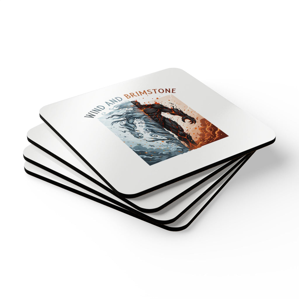 Wind and Brimstone Cork Coaster Set — Elemental Fire & Air Drink Coasters