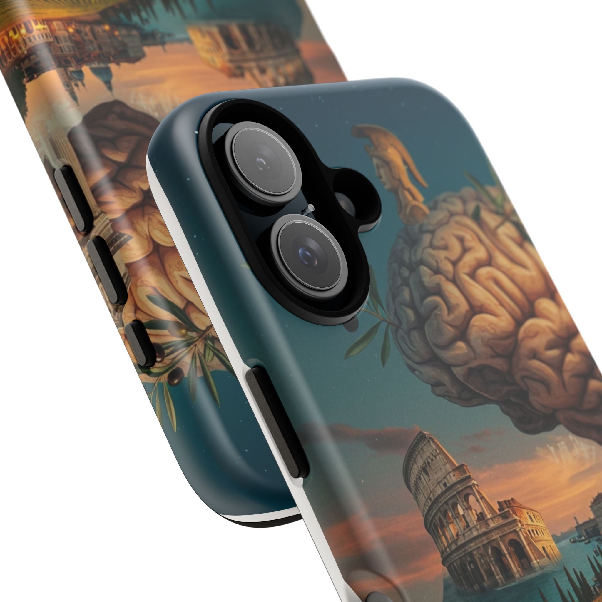Surreal Brainscape Phone Case — Floating Mind with Colosseum Art