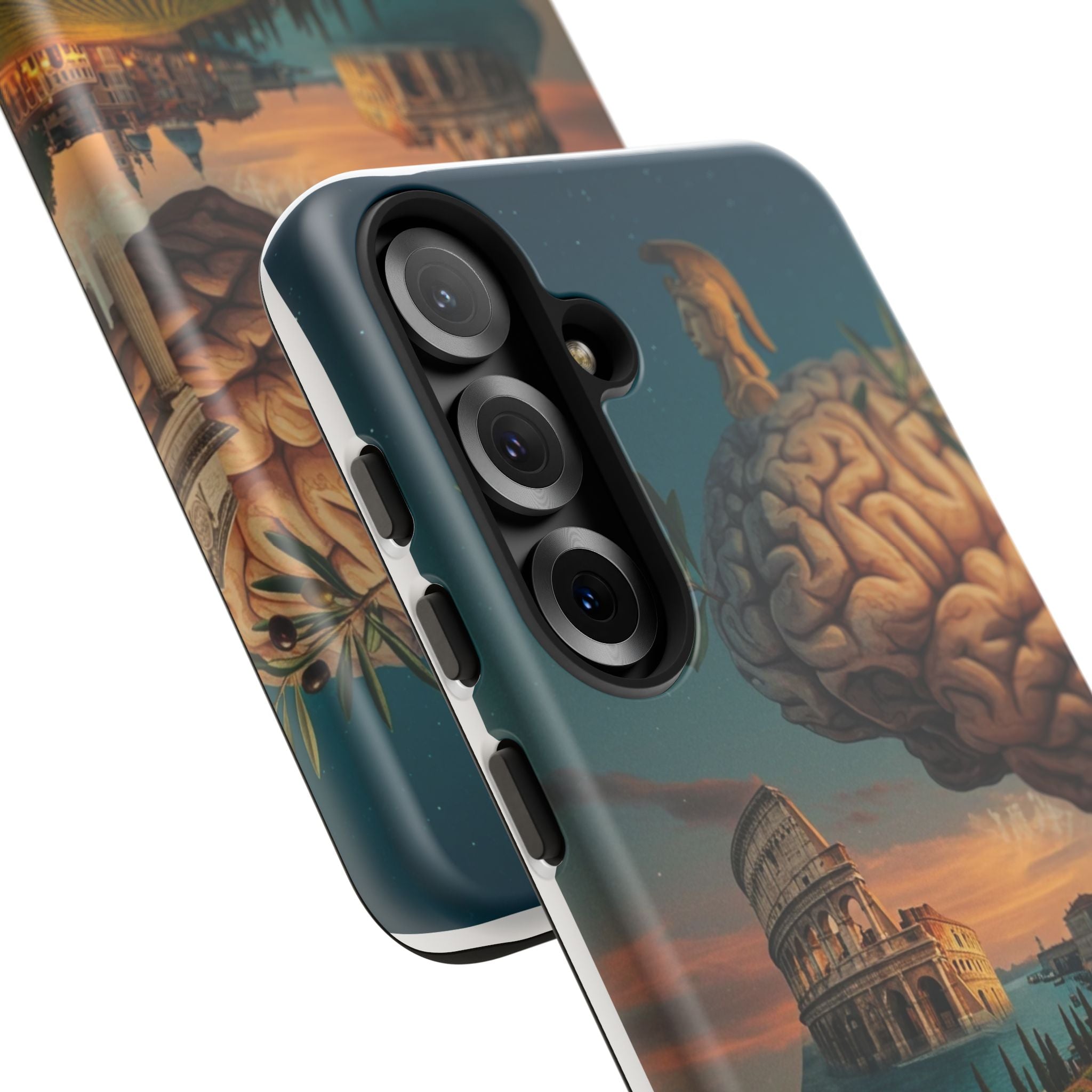 Surreal Brainscape Phone Case — Floating Mind with Colosseum Art