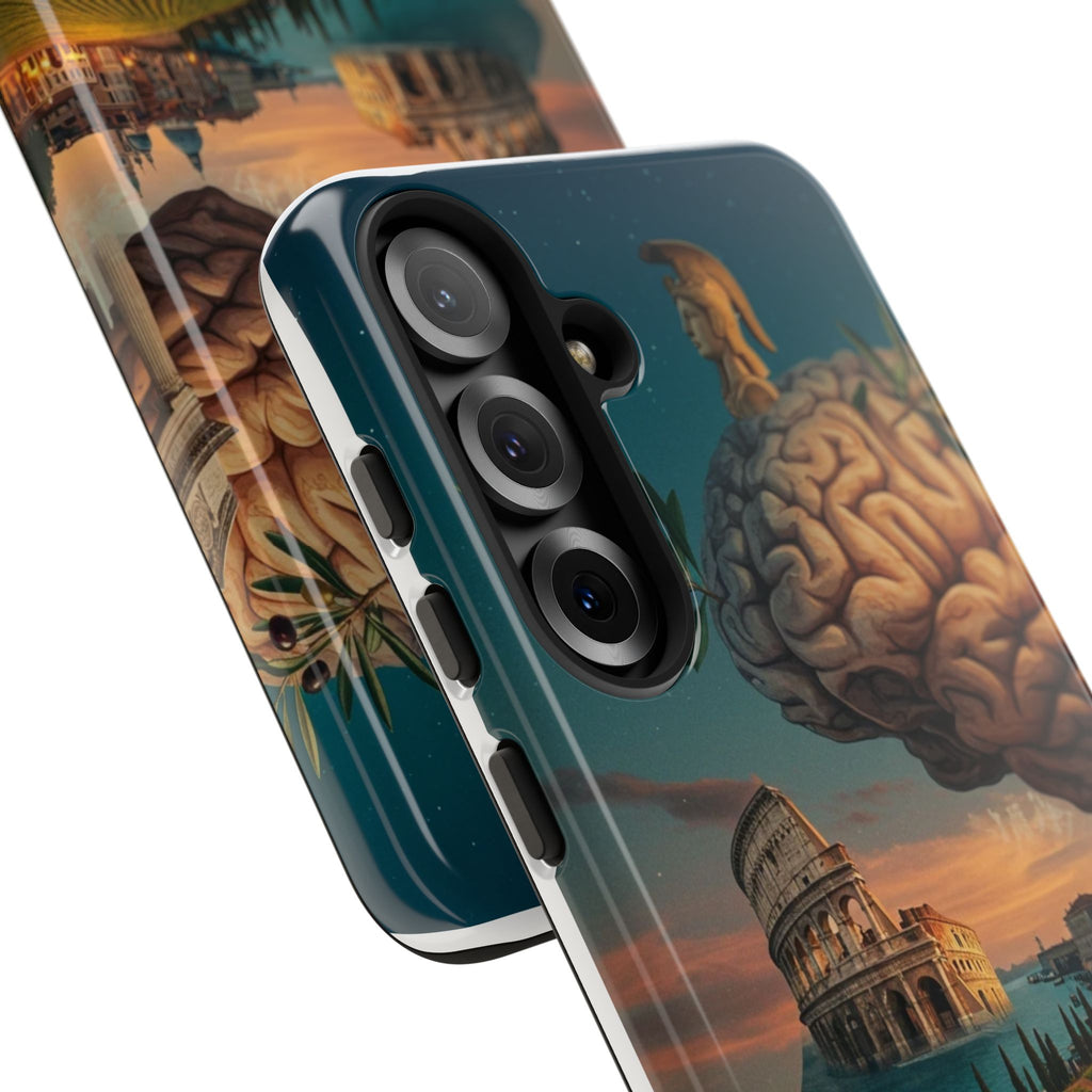 Surreal Brainscape Phone Case — Floating Mind with Colosseum Art